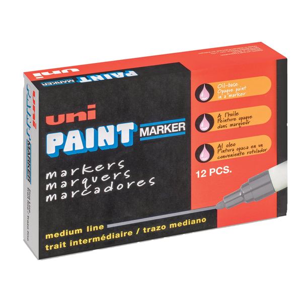 Uni-Paint Permanent Marker, Medium Bullet Tip, Metallic Silver 63614